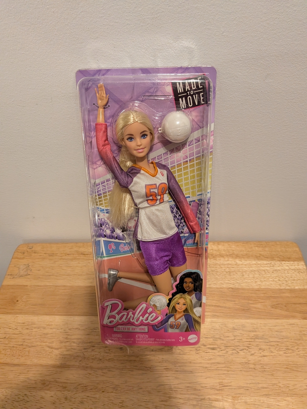 Barbie Made to Move Purple & White Volleyball Doll